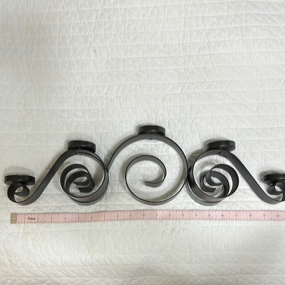 Black/brown  Metal Scroll Candle Holder 21"w x 6" h